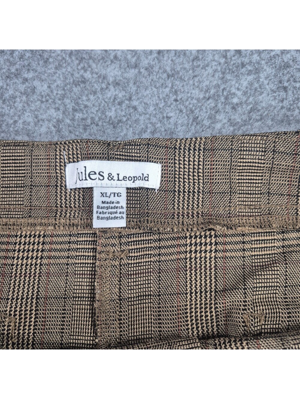 Jules & Leopold Brown Plaid Wide Leg Trousers Sz XL Business Casual Stretchy - Picture 2 of 13